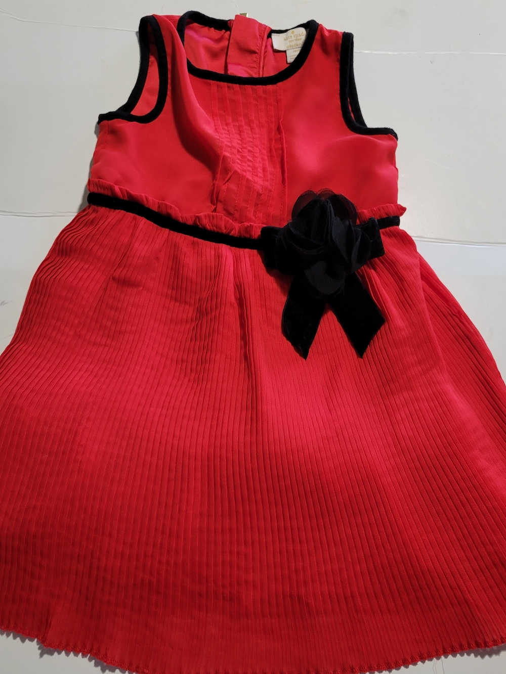 kate spade Red Girls Pleated Party Dress with Black Trim Sz 5